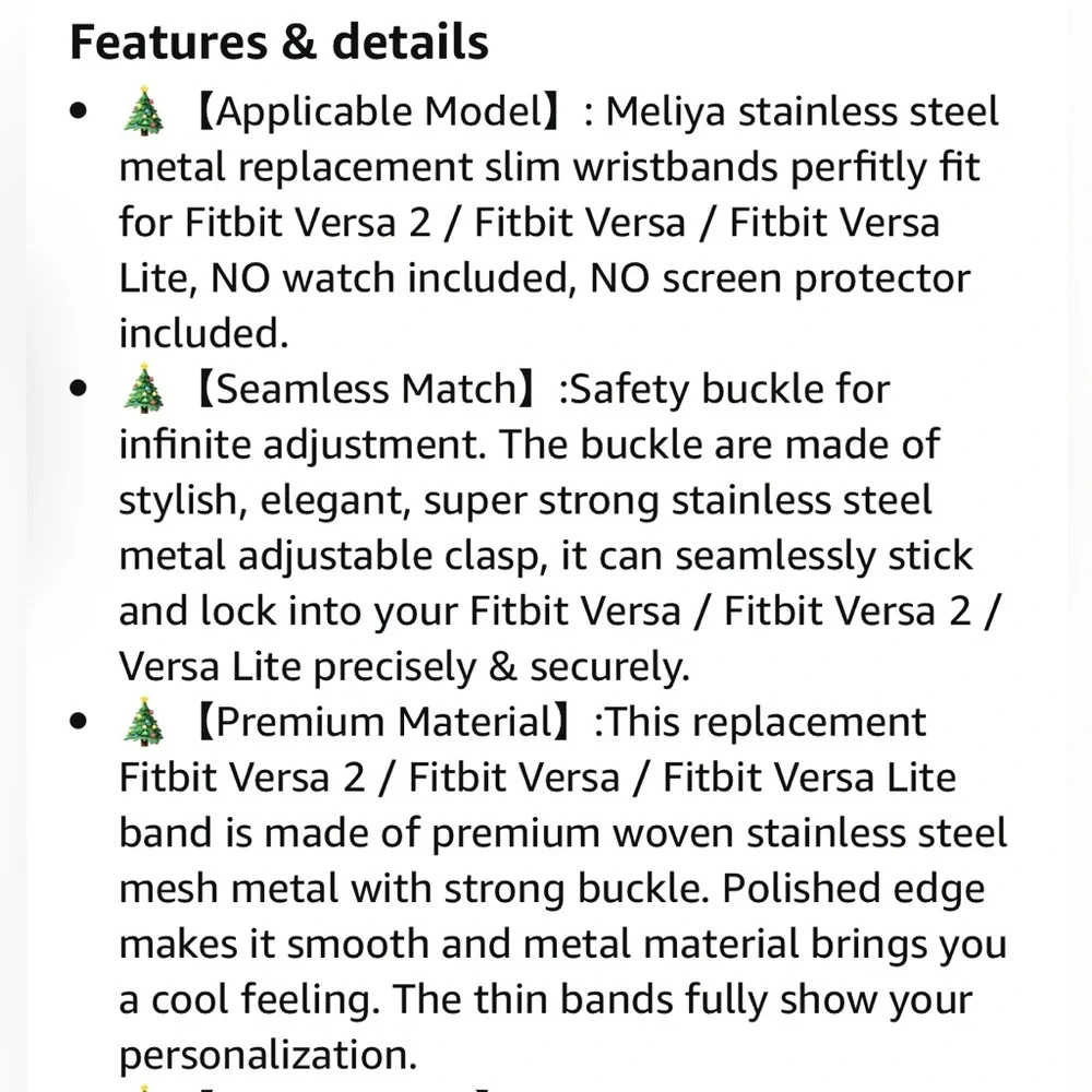 MELIYA Slim Black Stainless Steel Fitbit Fitness Tracker Replacement Wristband